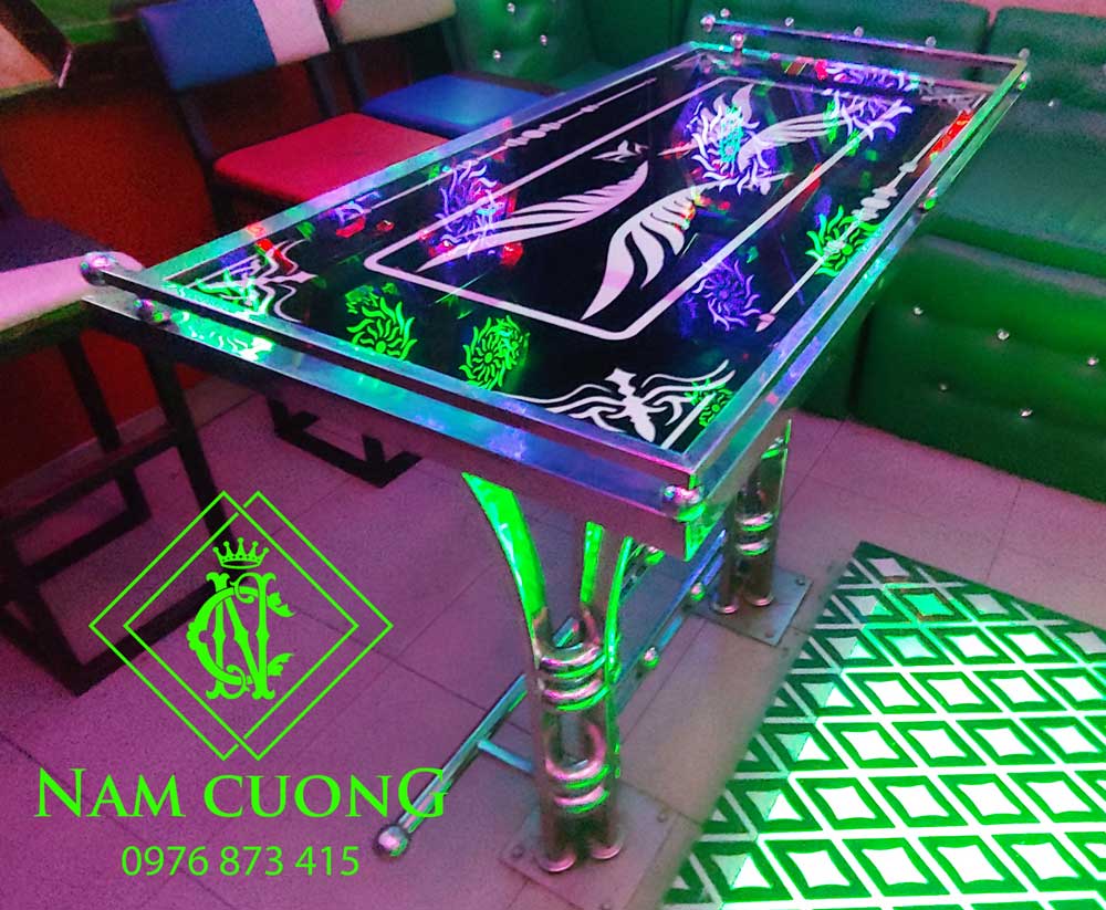 bàn inox kính cường lực karaoke