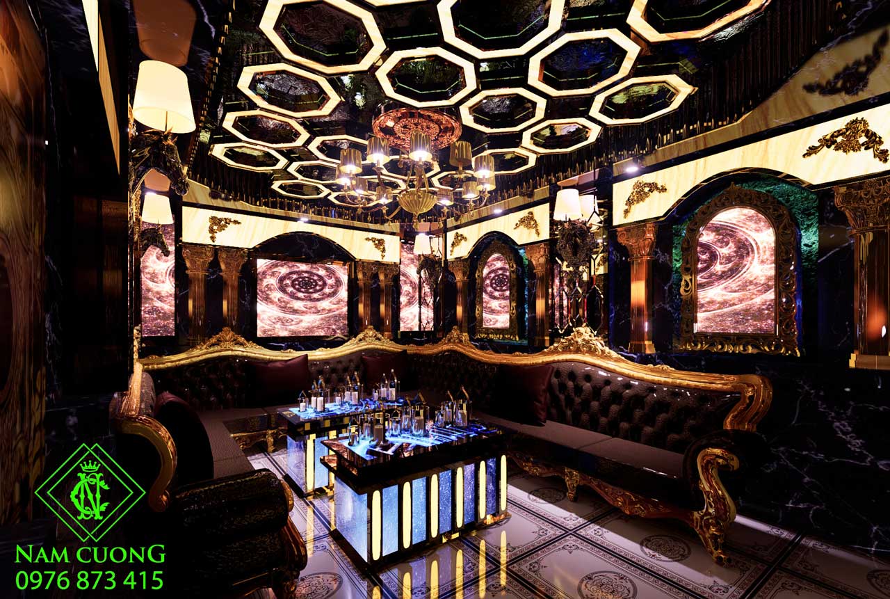 thiết kế phòng karaoke hiện đại sử dụng inox