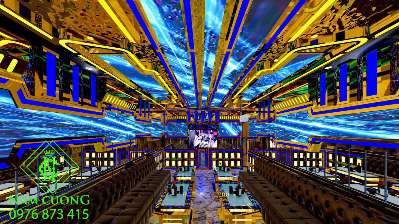 thiết kế phòng karaoke hiện đại sử dụng inox